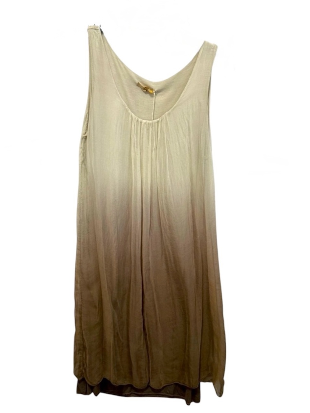 NWT Prontomoda Giusy Cream and Brown Ombre Sleeveless Silk Dress Sz M